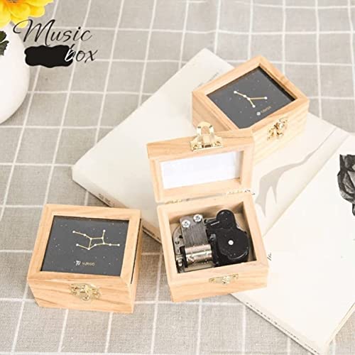 Caja de música de doce constelaciones YOOPKA de madera azul 7