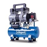 Scheppach HC08Si - Compressore ultra silenzioso, 8 bar, caldaia 6 l, 1,5 CV/1100 W, senza ...