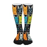 FekiLoot Cat Collage Pictures Compression Socks Cozy Soft Support Socks Fashion Breathable Knee High Tube Socks for Adult