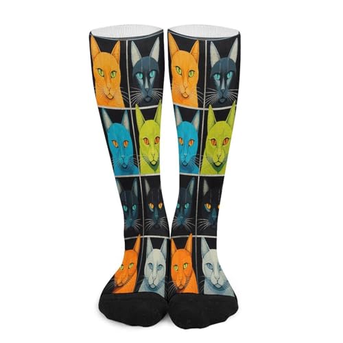 FekiLoot Cat Collage Pictures Compression Socks Cozy Soft Support Socks Fashion Breathable Knee High Tube Socks for Adult