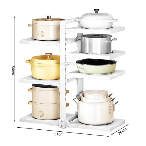 Image of HASTHIP Under Sink Organizer Assembly Multi Cooking Pot Holder Rack with 7 Panels Adjustable Carbon Steel Kitchen Organizer Kitchen Storage Rack for Pots,Pans