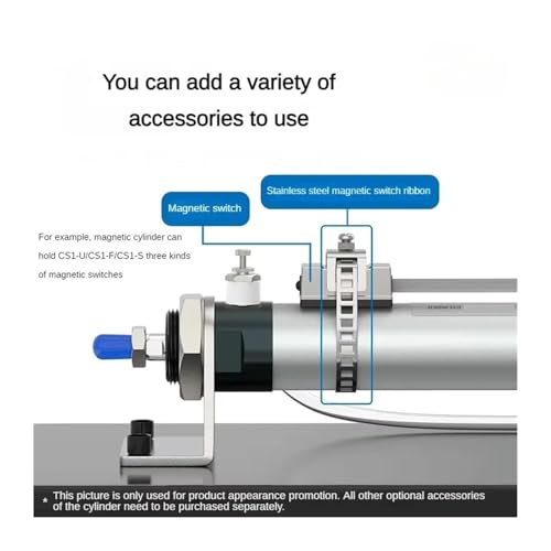 Mini cilindro de doble efecto de aleación de aluminio con carrera 200mm 4
