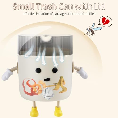 Image of Cute Mini Desktop Trash Can with 6 Rolls of Trash Bags