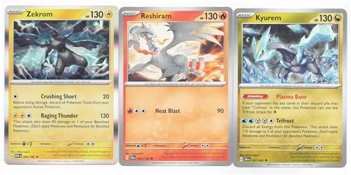 Reshiram Zekrom Kyurem – Pokemon 3 Card Lot – Legendary Dragon Lot - 022/142-066/182