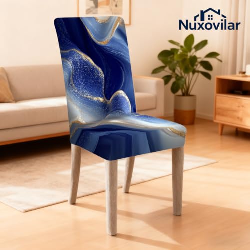 Image of Nuxovilar Blue Gold Marble Print Milk Silk 23.6x66.9in 6PCS Covers