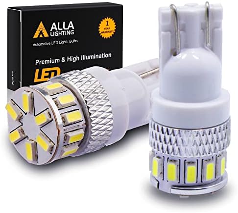 Alla Lighting Newest T10 Wedge 194 168 2825 W5W LED Bulbs, 6000K White License, Reverse, Trunk, Marker, Parking, Door, Map, Dome Lights Lamps, 360° Light 4014 18-SMD Xtremely Super Bright 558 161 175