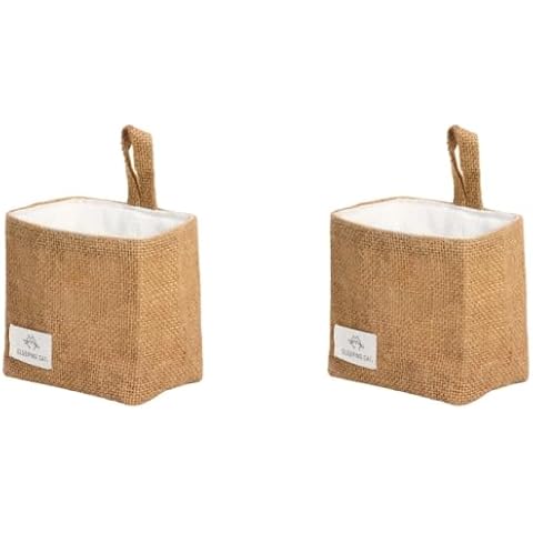 TENEBRALUX Small Cotton and Linen Hanging Storage Basket for Desktop, Ideal for Organizing Keys and Miscellaneous Items. (2) Cover