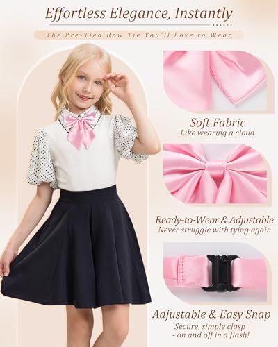 Image of AWAYTR Ladies Adjustable Pre tied Bowtie - Solid Color Bow Ties for Women