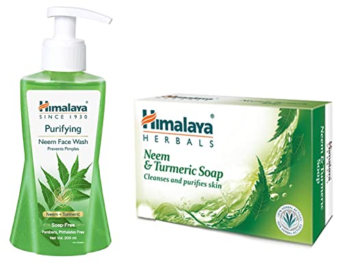 Image of Himalaya Herbals Purifying Neem Face Wash, 200ml & Himalaya Herbals Neem and Turmeric Soap, 125gm (Pack of 4) with Value Pack Save Rs.20