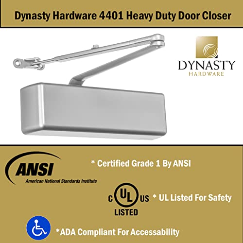 Dynasty Hardware DYN-4401-ALUM Door Closer Heavy Duty Commercial Grade Hydraulic Adjustable Spring Door Closer Series 4401 Meets Ada Sprayed Aluminum Finish thumb #6