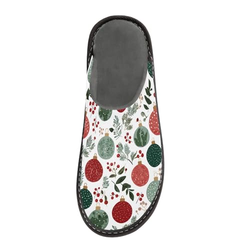 Slippers for Women Leaves Fruit Christmas Balls Pattern Soft Winter Warm Shoes Indoor Outdoor Non-Slip House Travel Slippers3