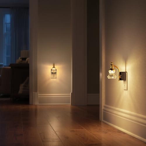 Image of Night Lights Plug in Wall,Dusk to Dawn Dimmable Striped Glass Night Light