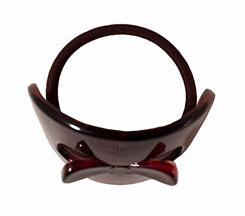 Parcelona French Bow Celluloid Tortoise Shell Ponytail Elastic Hair Tie Ponies Band #TOP3
