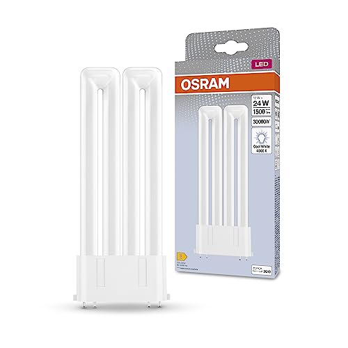 OSRAM DULUX LED F24 EM, 2G10, 12W, 1500lm, 4000K, kallvit ljusfärg, LED -ersättning för konventionella kompaktlysrör med en 4-stifts 2G10 plug-in bas, extremt lång livslängd, ingen uppvärmningstid