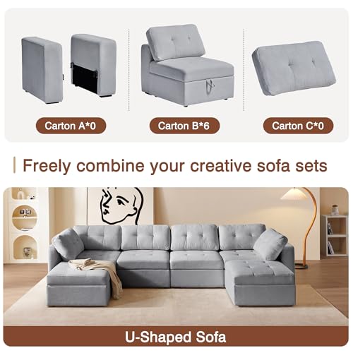 Image of QHITTY Single Side Armrest for Sectional Modular Couch, 1 Piece Armrest /Backrest Module for Modular Couch Sectional Sofa, Grey
