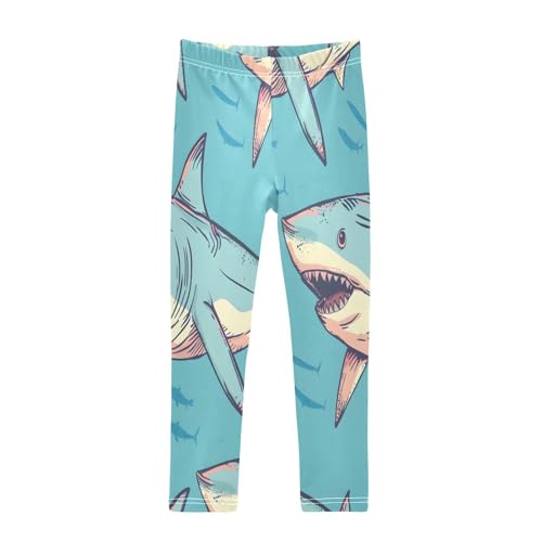 Toddler Girls Leggings Printed Yoga Pants Leggings Cartoon Line Shark for Kids