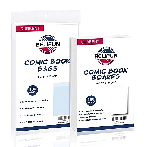 100ct Current Comic Bags and Boards - Reusable Boards Bags 1 1/2 Flap Clear Protector