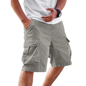Runcati Mens Cargo Shorts Chino Cotton Drawstring Casual Shorts Summer Twill Outdoor Short Pants