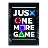 GREAT ART® Gaming Poster Noir Rouge - Just One More Game - Boutons de contrôleur Motivation Jeunesse Adolescent Gamer Décoration Intérieure Mur Photo (Din A2 42 x 59,4 cm)