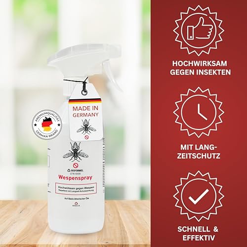 BIODELTA Wespenspray - Wespen effektiv bekämpfen - Anti-Wespen-Spray für schnellen Schutz - Wespenschutz für Garten, Terrasse & Grillen - fleckenfrei (500, ml)