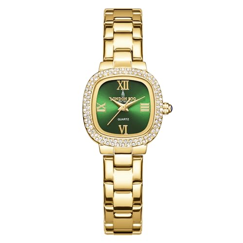 Image of London Fog Ave Maria Collection Analog Watch for Women with Square Dial, Crystal Studded Bezel Roman Numeral Markers and Stainless Steel Strap - LFW20004