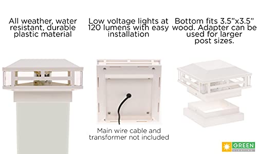 Greenlighting 2 Pack Modern Low Voltage Powered 120 Lumen Led Post Cap Light For 4X4 Or 5X5 Posts (White) #TOP4