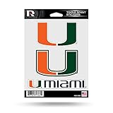 Rico NCAA Miami Hurricanes Die Cut 3-Piece Triple Spirit Sticker Sheet