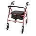 Rolling Walker with Seat and Wheels, Lightweight, Aluminum, 286 lbs Weight Capacity (Red)