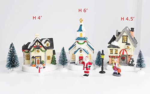 Christmas-Village-Set-Collection-Building-Christmas-Church-and-House-Light-up-11-Pieces-Set-Height-4-to-6-inch