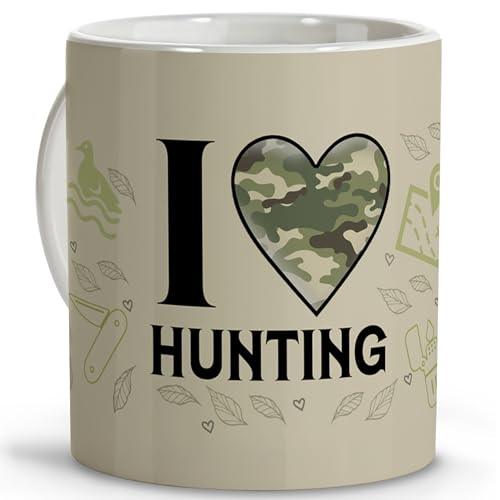 LolaPix Cadeaux pour les chasseurs. Accessoires de chasse. Cadeaux originaux pour les chasseurs. Tasses originales à offrir. Tasse en céramique de 330 ml. Chasse