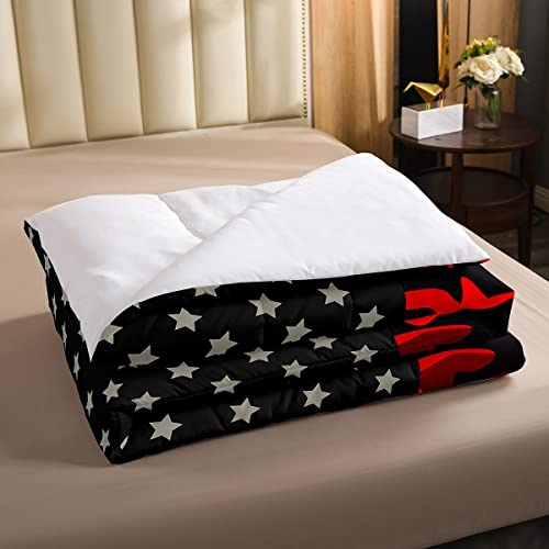 Erosebridal American Flag Comforter Set Full Red And Black Camo Down Comforter Military Camouflage Bedding Set For Kids Boys Girls Teens,Grey Usa Star Striped Flag Quilted Duvet Set 2 Pillow Cases #TOP3