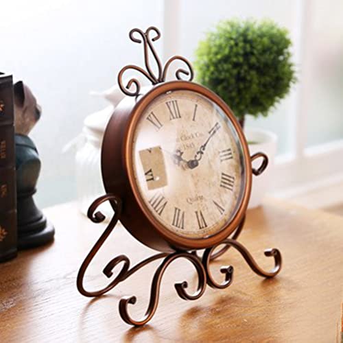 Unomor European Style Antique Vintage Wrought Iron Craft Table Clock