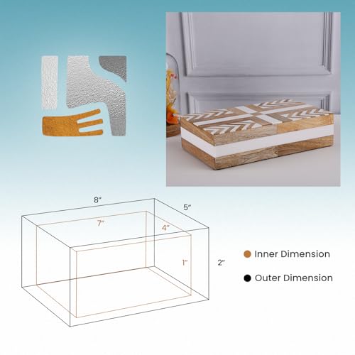 Handicrafts Home Decorative Keepsake Box 8x5 – Small Organizer Box with Lid, Boho Decorative Storage, Retro Memory Box, Unique Coffee Table Décor, Jewelry or Trinket Box, Modern Shelf Decorative Box