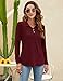 LOMON Women's Long Sleeve Polo Shirts Casual Classic Fashion Polo Cotton T Golf Sport Shirt Wine Red M