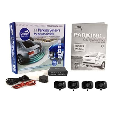 Dolphin Adhesive Reverse Parking Sensor Kit for DIY Installation. Auto Express Award Winning. 4 Ultrasonic Sensors with Audio Alerts in Gloss Black Cover