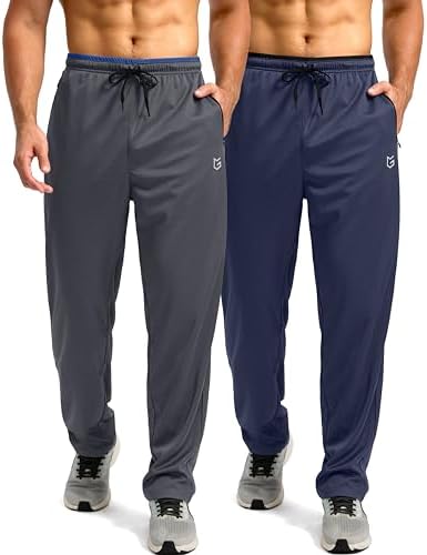 G Gradual Men's Sweatpants with Zipper Pockets Open Bottom Athletic Pants for Men Workout, Jogging, Running, Lounge