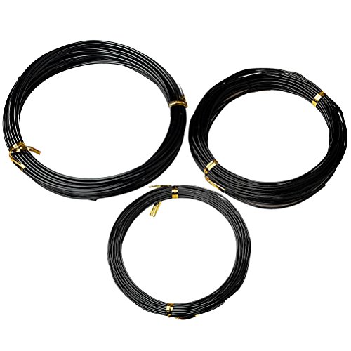 Kuou 30 meters Tree Training Wires, Black Bonsai Wire Craft Aluminium Wire Garden Wire 1.0 mm/1.5 mm/2.0 mm(Each Size 10 m/32 feet)