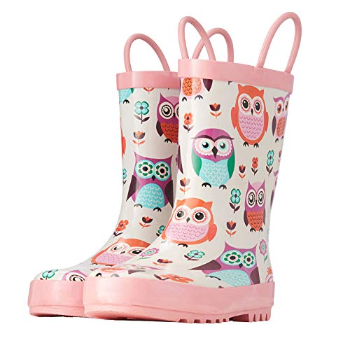 Adamumu Toddler Kids Rain Boots Childrens Waterproof Rubber Shoes With Easy-On Handles Lightweight In Cartoon Patterns For Boys & Girls #TOP2