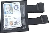 Military ID Armband Badge Holder with 2 straps Made in USA (Black)