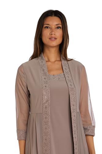 Image of R&M Richards Women's 2-Piece Jacket Dress Set | Knee Length Sheath W / 3 /4 Sleeve Jacket | Mother of the Bride Cocktail Party