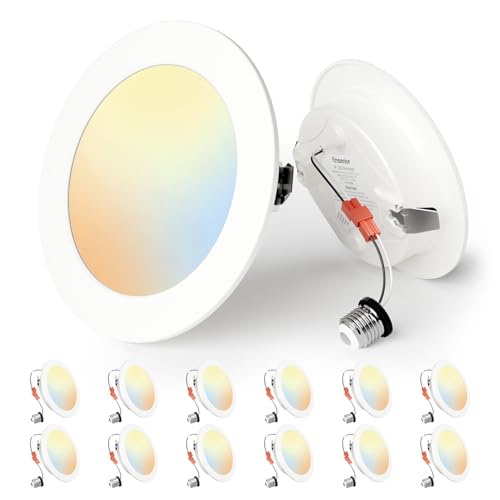 Ensenior 4 Inch LED Can Lights 12 Pack Dimmable Retrofit Led Recessed Lighting 5CCT Adjustable Color Temperature (2700K-5000K) 7W=77W 700LM IC & Damp Rated ETL&FCC Certified