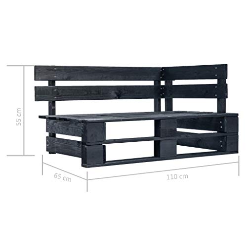 MUSEVANE 4-TLG. Paletten-Lounge-Set & Kissen Schwarz Kiefer Imprägniert – Bild 8