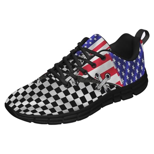 American Flag Black White Semaphore Shoes for Women Men Tennis Shoes 3D Print Fashion Running Sneakers