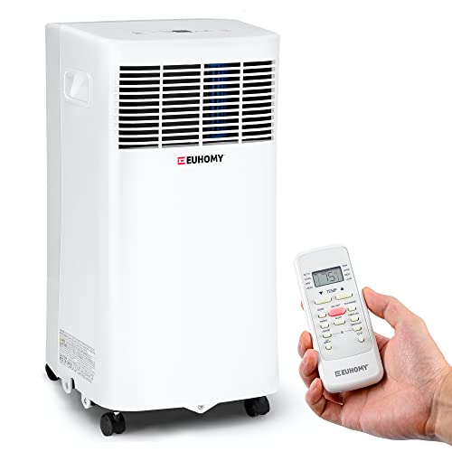 EUHOMY 8,000 BTU Portable Air Conditioner Dehumidifier, portable ac unit with Remote Control, floor air conditioner with Window Installation Kit For Room, Office, Dorm, Bedroom, White