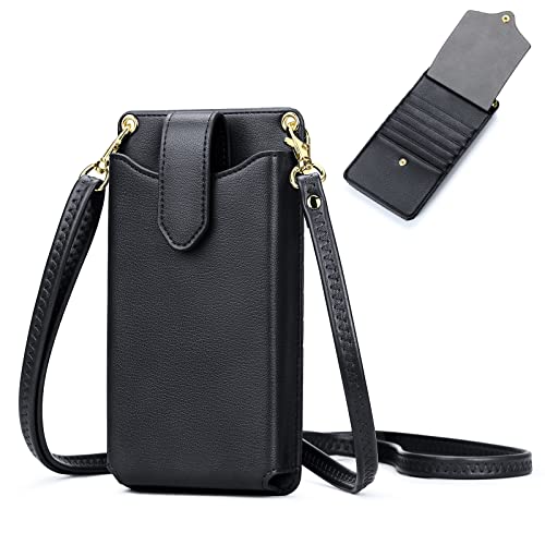 RONSIN Small Crossbody Cell Phone Purse for Women Vegan Leather Crossbody Phone Bag with RFID Card Slots Adjustable Strap