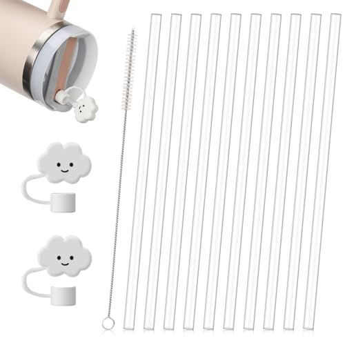 Aieve 10 Stk. Trinkhalme Set kompatibel mit Stanley Quencher H2.0 1,2L FlowState Trinkflasche Strohhalm Ersatz mit 6 Abd...