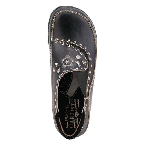 Image of Spring Step L'artiste Burbank Leather Clogs for Women | Designer Hand-Painted Slip-On Shoes | Ladies Casual Platform Clog