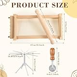 SiliFine 4 Pcs Pasta Maker Tool Set Include Chitarra Cutter Italian Pasta Guitar with Rolling Pin, Noodle Drying Rack, Ravioli Maker Cutter Making Tool for Spaghetti, Lasagna - Image 2