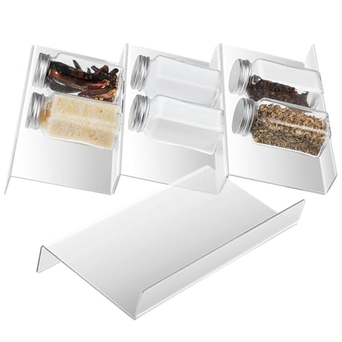 Cabilock 4 piezas Organizador de Cajones Expandible para Especias Soporte Ajustable de Acrílico Transparente para Cocina Estante Modular para Condimentos