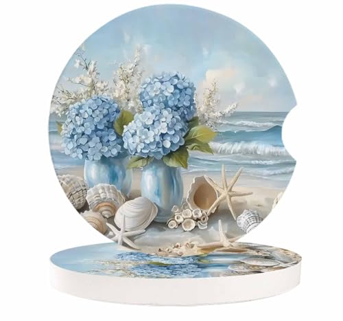Set de 2 Posavasos para Portavasos de Carro con Flores Hortensias miniatura 3